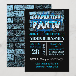 GRADUATION PARTEI INVITE Graffiti Brick Wall Part Einladung