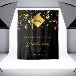 Graduation Party 2023 schwarze goldene Sterne Abso Wandteppich