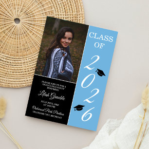 Graduation Party 2025 Grad Hat Light Blue Einladung