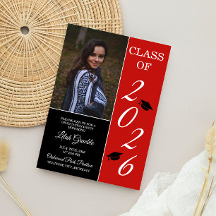 Graduation Party 2025 Grad Hat Red Einladung