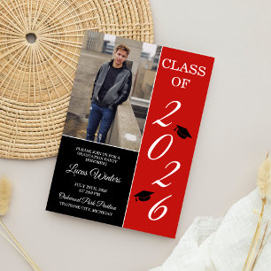 Graduation Party 2025 Grad Hat Red Einladung