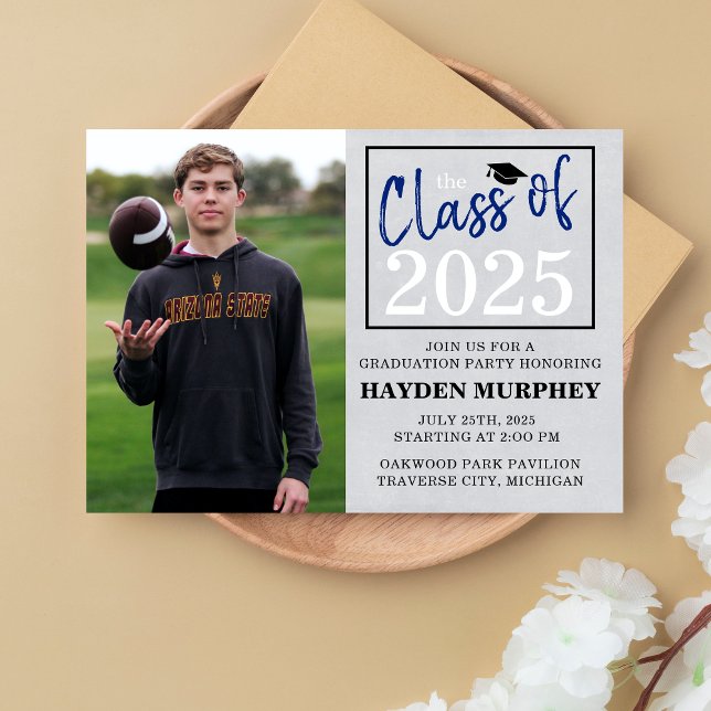 Graduation Party 2025 Open House Foto Blue Einladung (Von Creator hochgeladen)