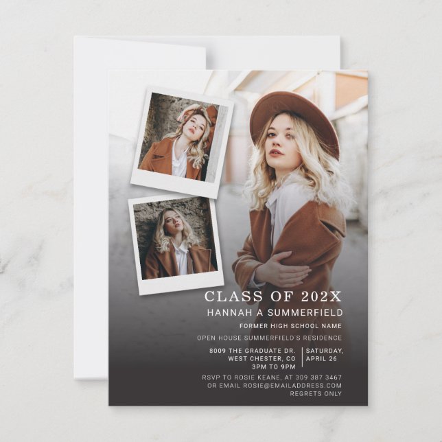 Graduation Party 4 Fotos Open House 2024 Grad Einladung (Vorderseite)