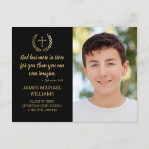 Graduation Party Bible Verse Foto Black Gold Postkarte