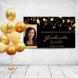 Graduation Party Black Gold Stars Foto 2023 Poster