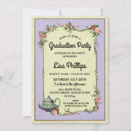 Graduation Party Blume Wonderland Teapot Einladung