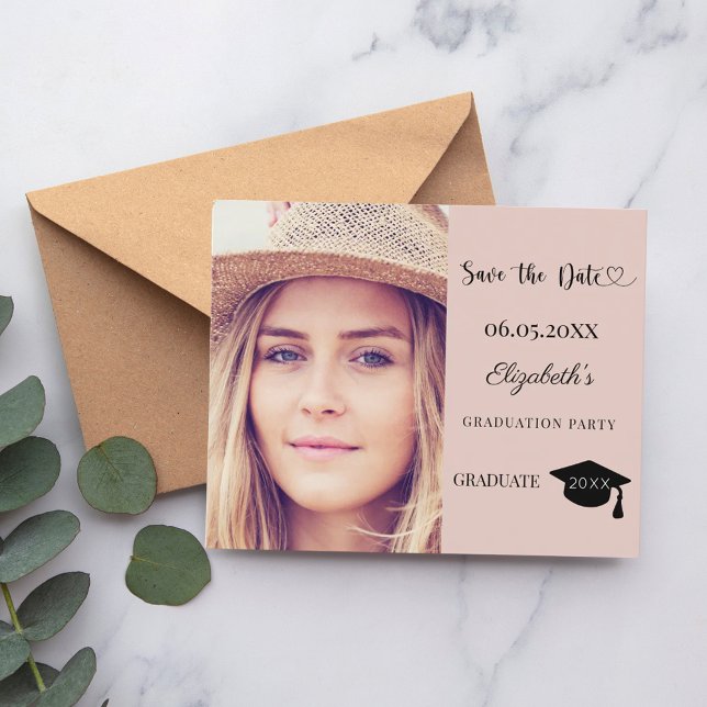 Graduation Party blush pink neutral Save the Date Flyer (Von Creator hochgeladen)
