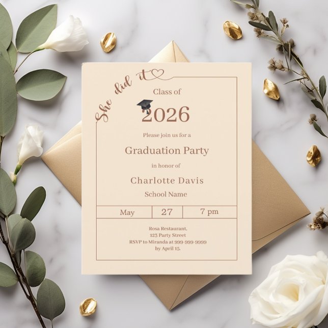 Graduation party champagne She did it invitation (Von Creator hochgeladen)