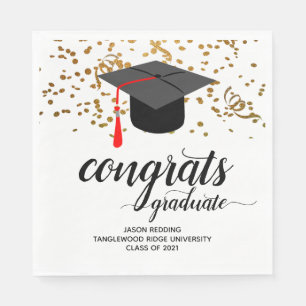 Graduation Party Class of 2021 Gold Glitzer Serviette