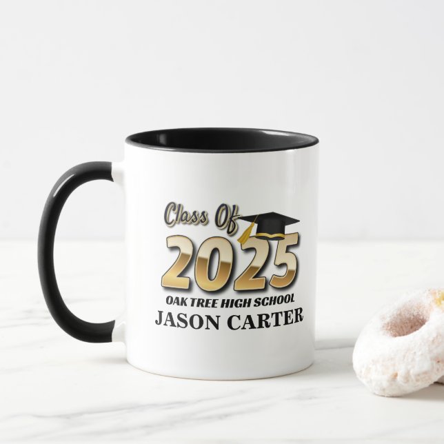 Graduation Party Class of 2025 Graduate Foto Tasse (Mit Donut)