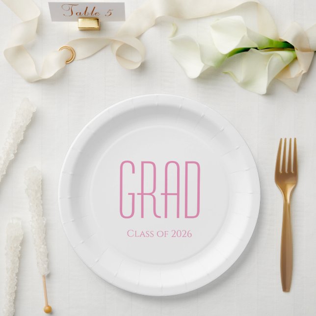 Graduation Party Class of 2025 Pink Typografy Pappteller (Hochzeit)