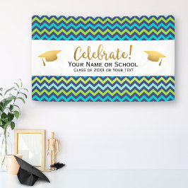 Graduation Party Class of 20XX Colorful Zickzack Banner