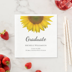 Graduation Party Class of Yellow Sunflower 2025 Serviette