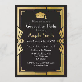 Graduation Party Einladung Art Deco Gatsby Gold 19