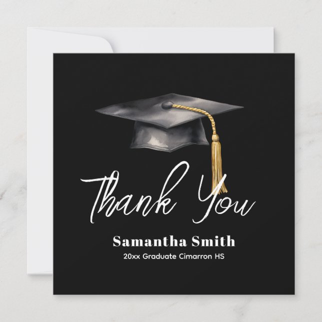 Graduation Party Flat Thank You Card Dankeskarte (Vorderseite)