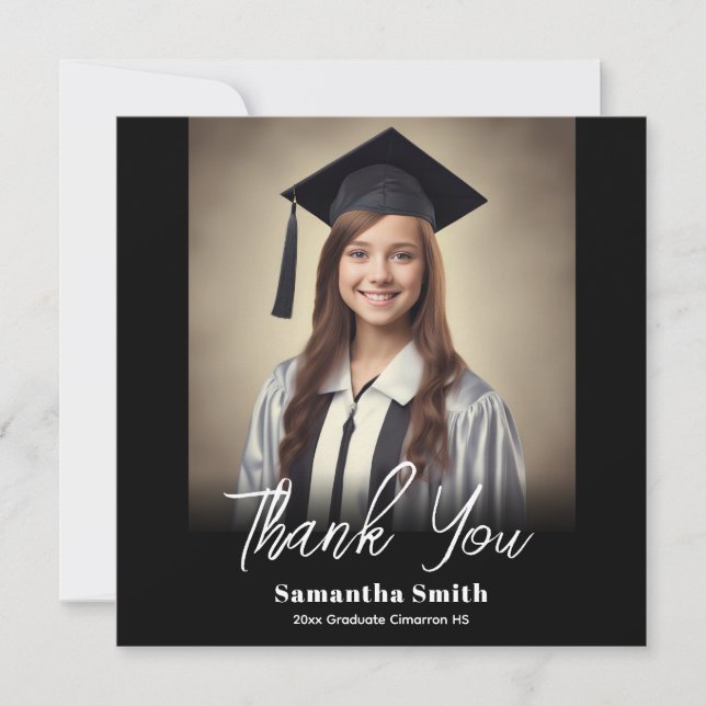 Graduation Party Flat Thank You Card Dankeskarte (Vorderseite)