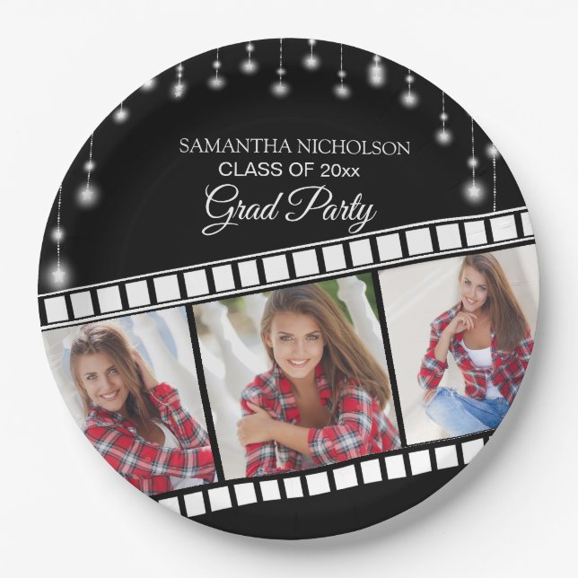 Graduation Party Foto Film Reel Hollywood Star Pappteller (Vorderseite)