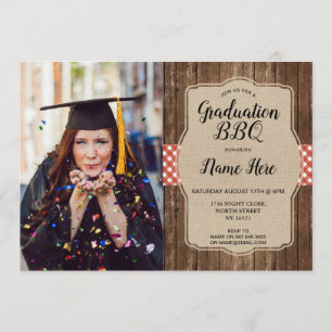 Graduation Party Foto Red Gingham GRILLEN Burlap G Einladung