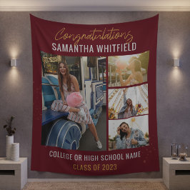 Graduation Party Fotos Burgund 2025 Hintergrund Wandteppich