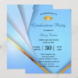 Graduation Party Gold auf Blue Layers Formal Einladung