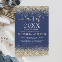 Graduation Party Gold Navy Blue Class 2025