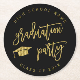 Graduation Party Imitats Gold Class of Runder Pappuntersetzer