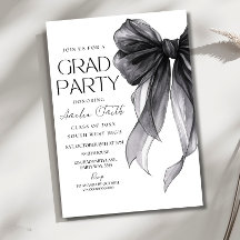 Graduation Party Invitation Black Bow Graduation A