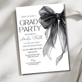 Graduation Party Invitation Black Bow Graduation A Einladung
