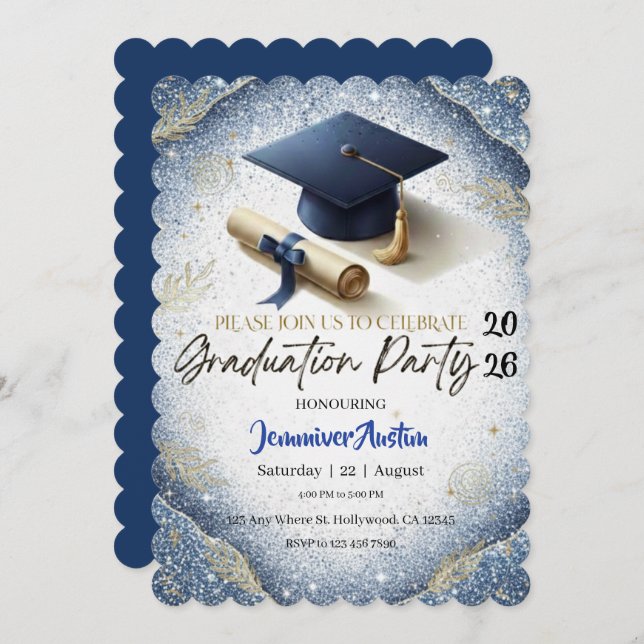 Graduation Party Invitation  Einladung (Vorne/Hinten)