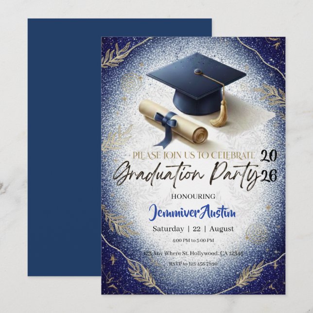 Graduation Party Invitation Einladung (Vorne/Hinten)