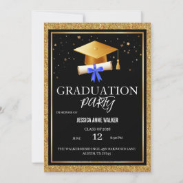 Graduation Party Invitation Elegant Gold Editable Einladung