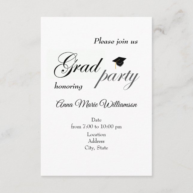Graduation Party Invitation enclosure card Begleitkarte (Vorderseite)