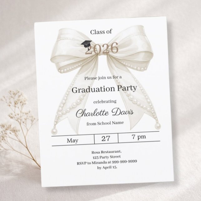Graduation party ivory bow class 2026 invitation (Von Creator hochgeladen)