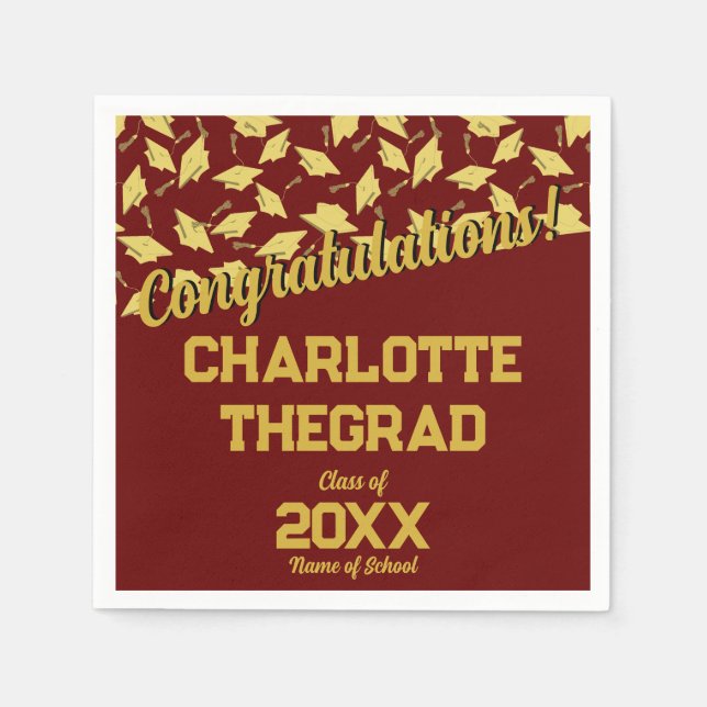 Graduation Party liefert Personalisiertes Maroon G Serviette (Vorderseite)