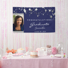 Graduation Party Marine Blue White Stars Foto 2023 Banner