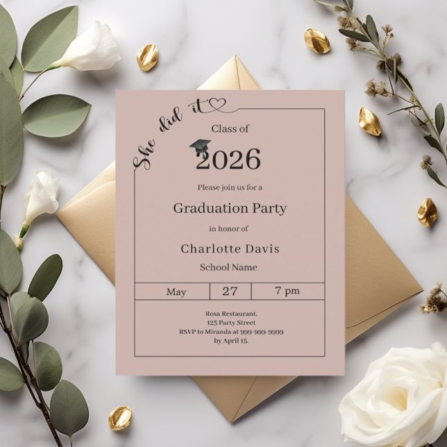 Graduation party mocha She did it invitation (Von Creator hochgeladen)