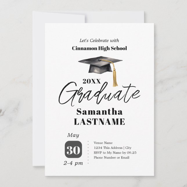 Graduation Party One Photo Invitations Einladung (Vorderseite)