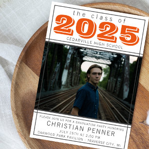 Graduation Party Open House 2023 Foto Orange Einladung