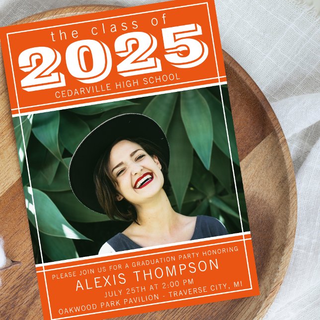 Graduation Party Open House 2023 Foto Orange Einladung (Von Creator hochgeladen)
