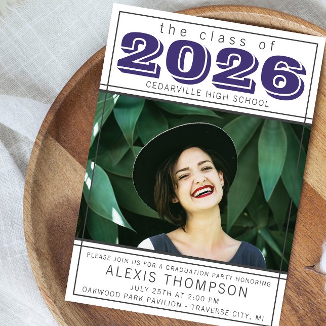 Graduation Party Open House 2024 Foto Lila Einladung (Von Creator hochgeladen)