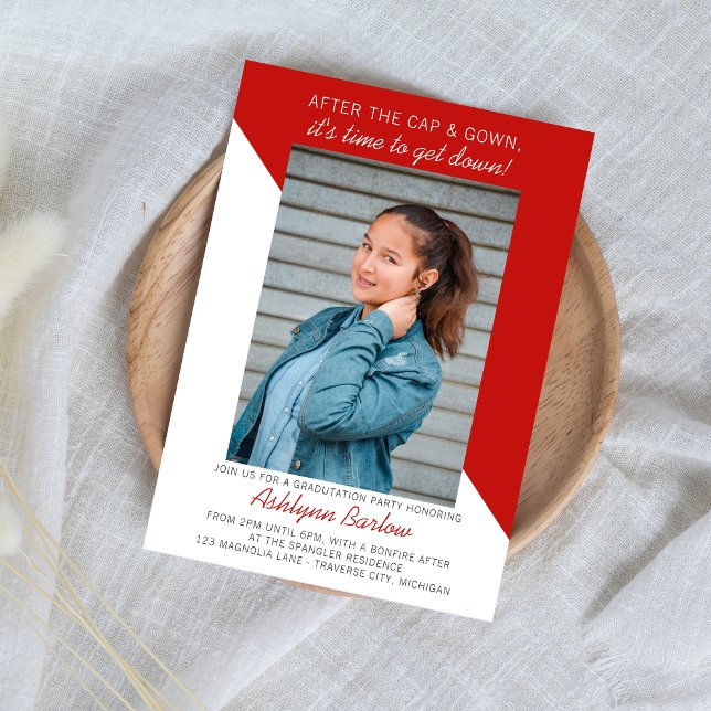 Graduation Party Open House 2024 Foto Red Einladung (Von Creator hochgeladen)