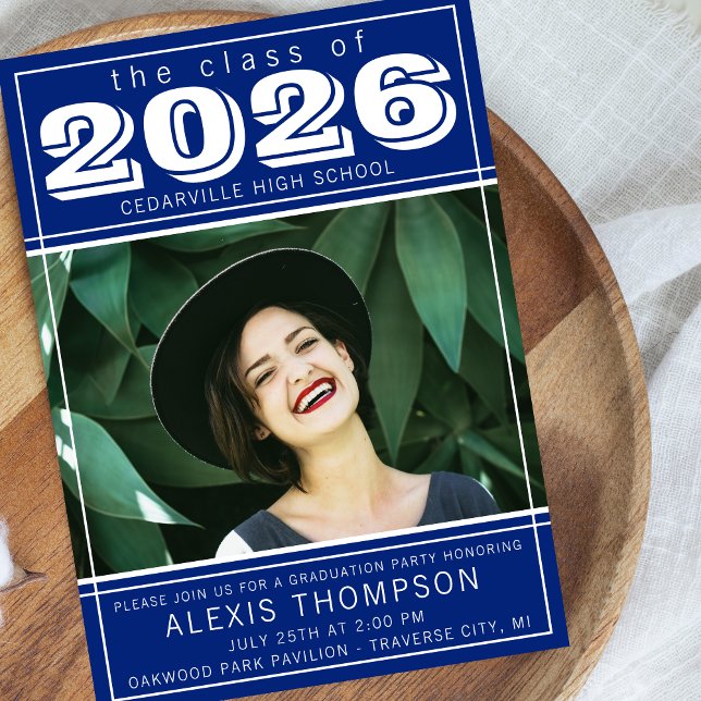Graduation Party Open House 2025 Foto Blue Einladung (Von Creator hochgeladen)
