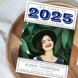 Graduation Party Open House 2025 Foto Blue Einladung