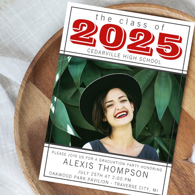 Graduation Party Open House 2025 Foto Red Einladung (Von Creator hochgeladen)