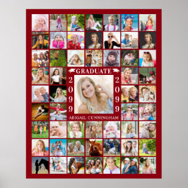Graduation Party Red 55 FotoCollage Personalisiert Poster