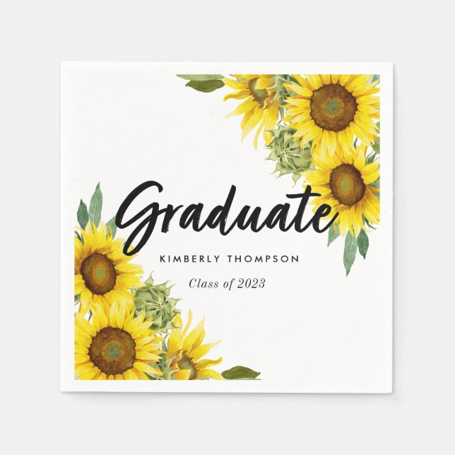 Graduation Party Script Celebration Sonnenblumen C Serviette (Vorderseite)