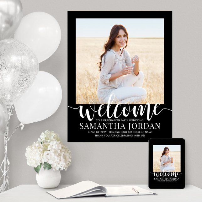Graduation Party Script Willkommen Modernes Foto S Poster (Von Creator hochgeladen)