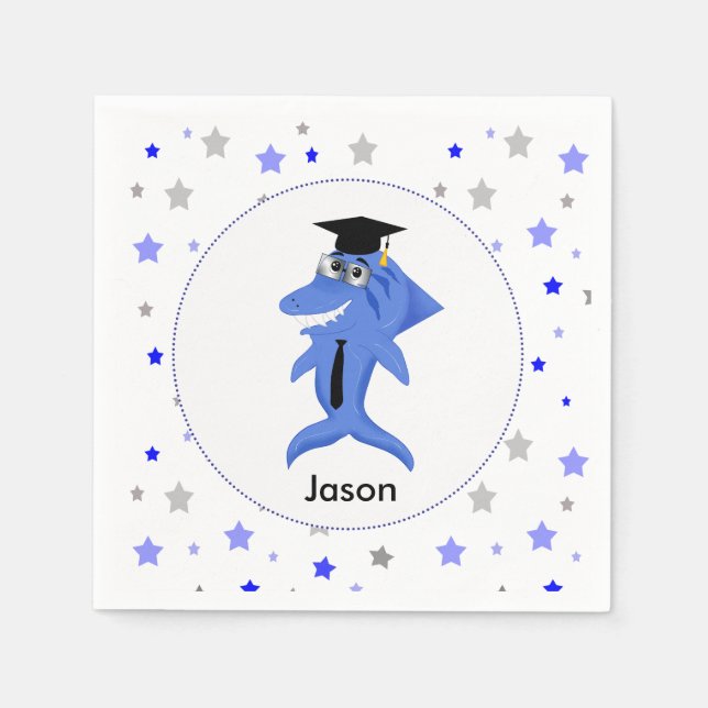 Graduation Party Shark thematische Abbildung Serviette (Vorderseite)