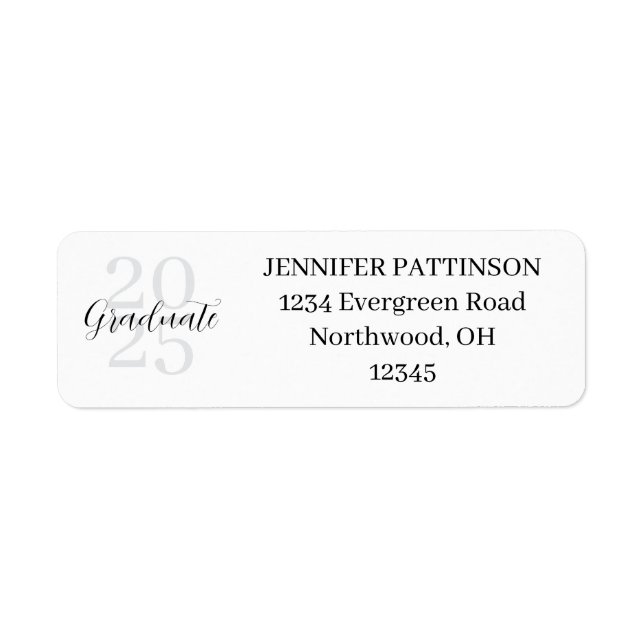 Graduation Party Simple Modern Return Address (Vorne)