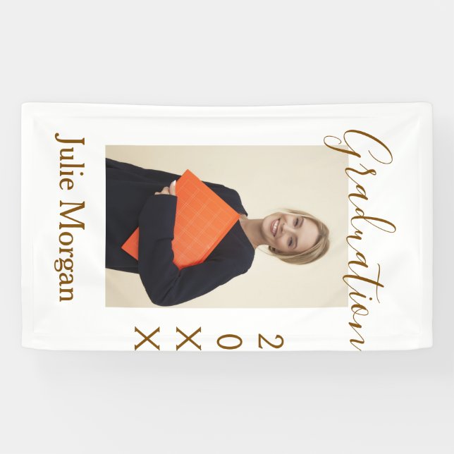 Graduation photo brown golden year 20XX namesimple Banner (Horizontal)